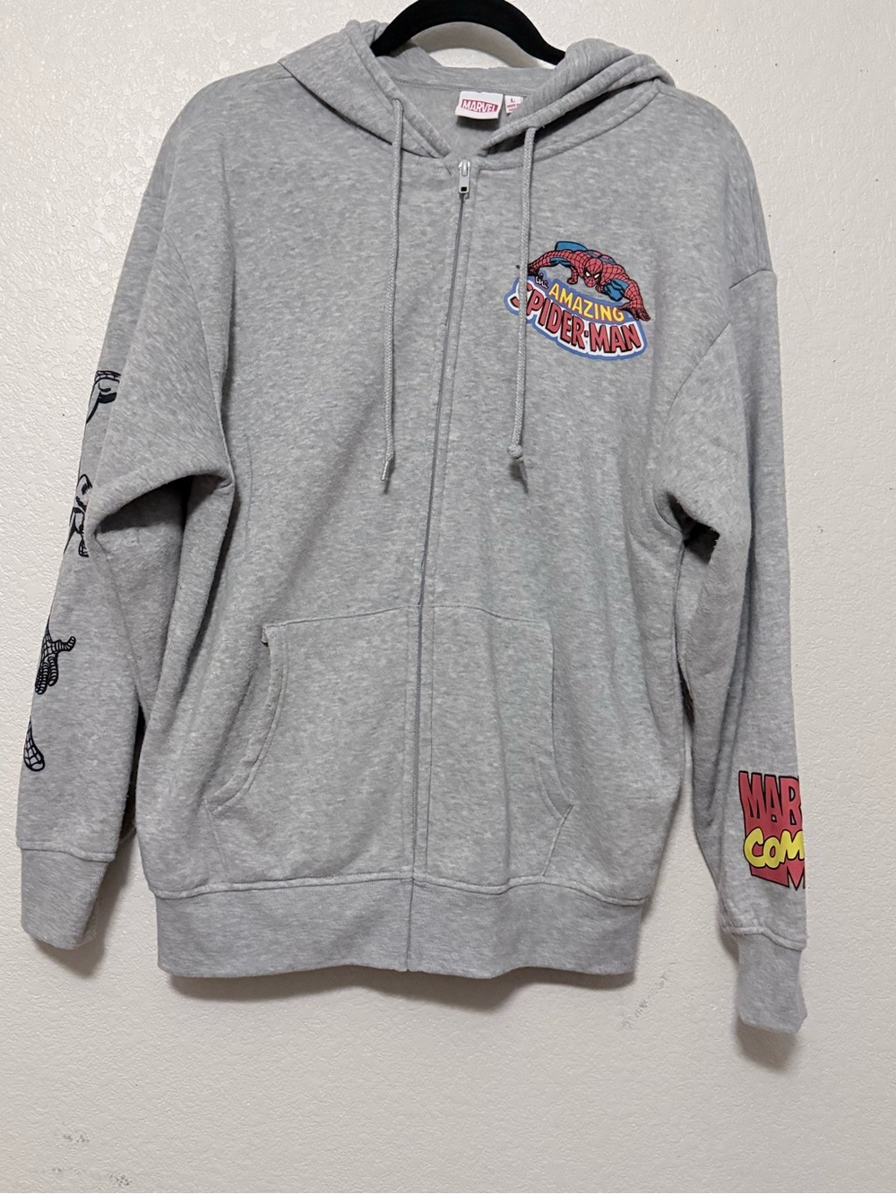 Marvel Gray Spider-Man Zip-Up Hoodie Sweater